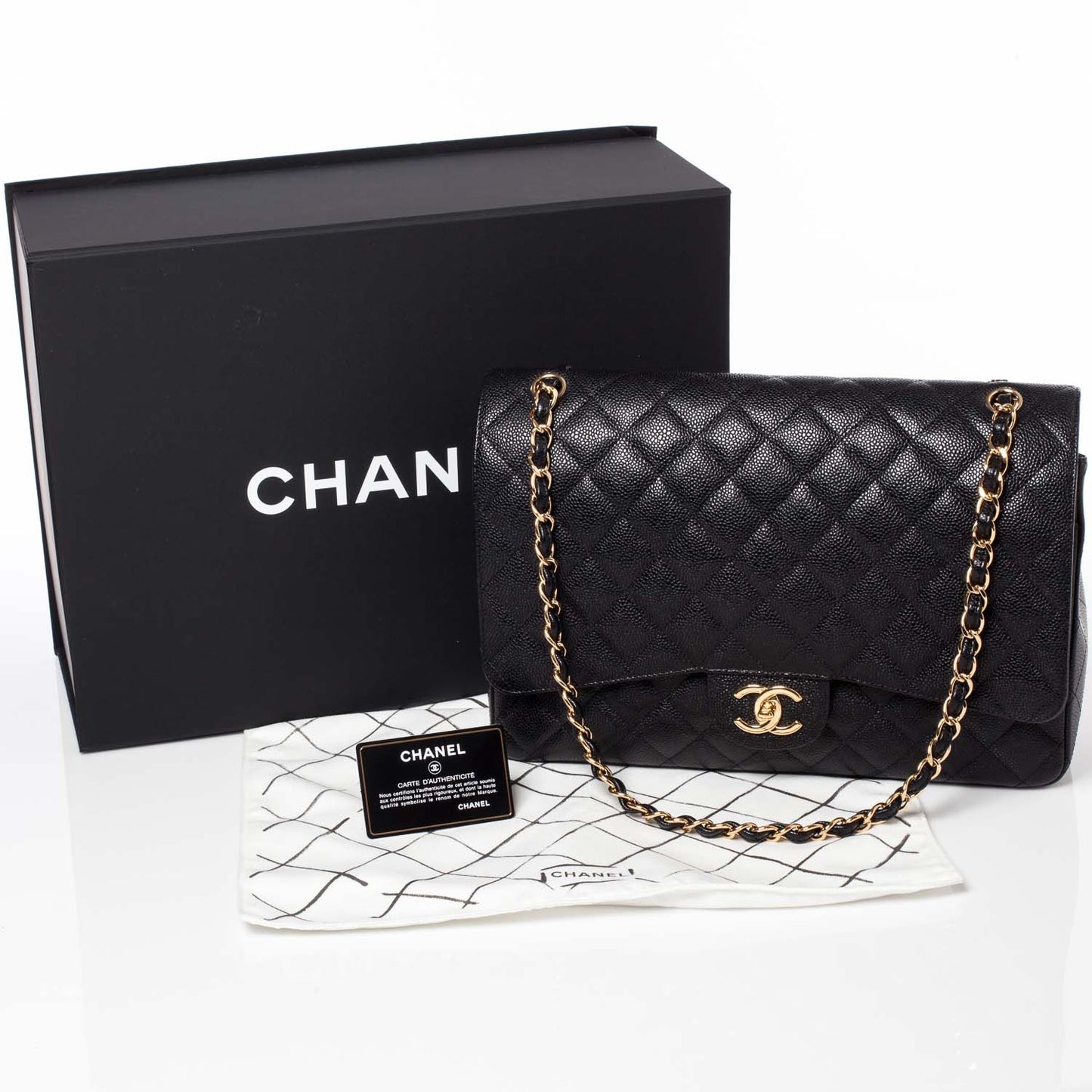 Caviar Quilted Maxi Double Flap Black