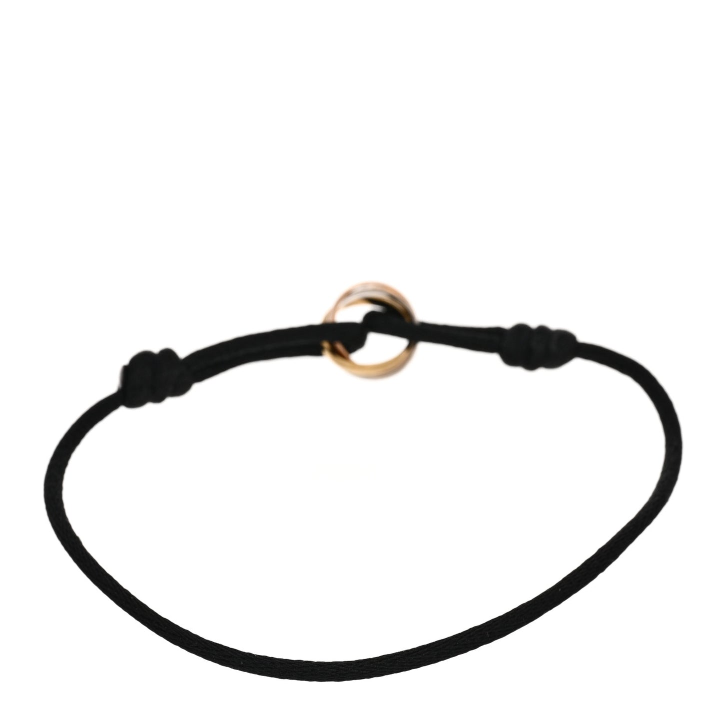 18K Pink Yellow White Gold Trinity Adjustable Cord Bracelet Black