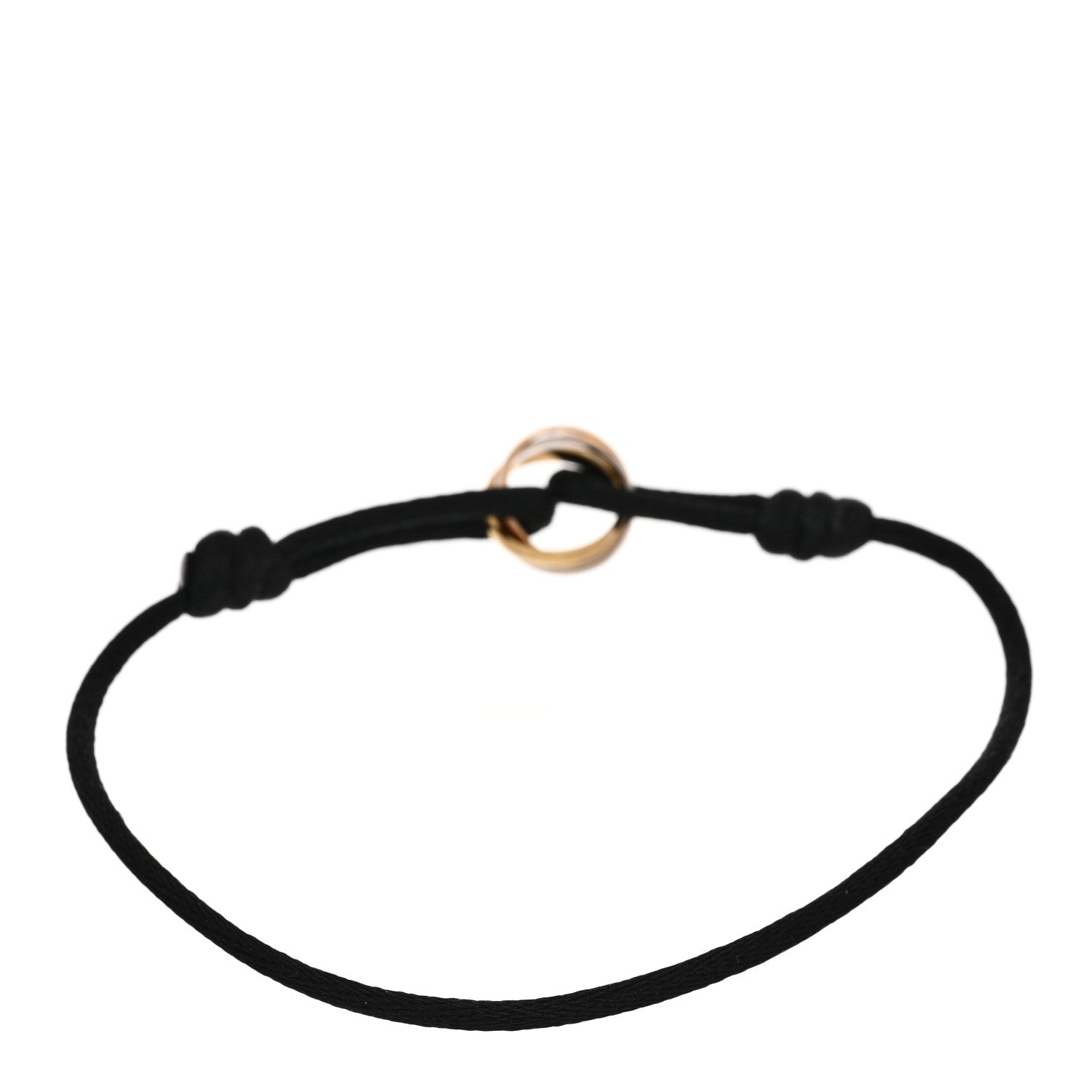 Cartier 18K Pink Yellow White Gold Trinity Adjustable Cord Bracelet Black 2 of 4