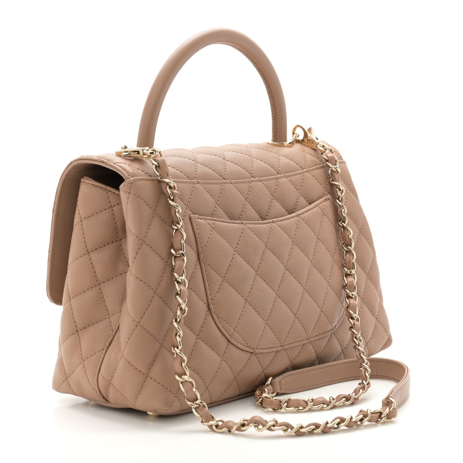 Chanel Caviar Quilted Small Coco Handle Flap Beige 3 of 11