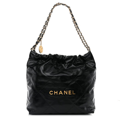 Chanel Shiny Calfskin Quilted Small Chanel 22 Black 1 of 12