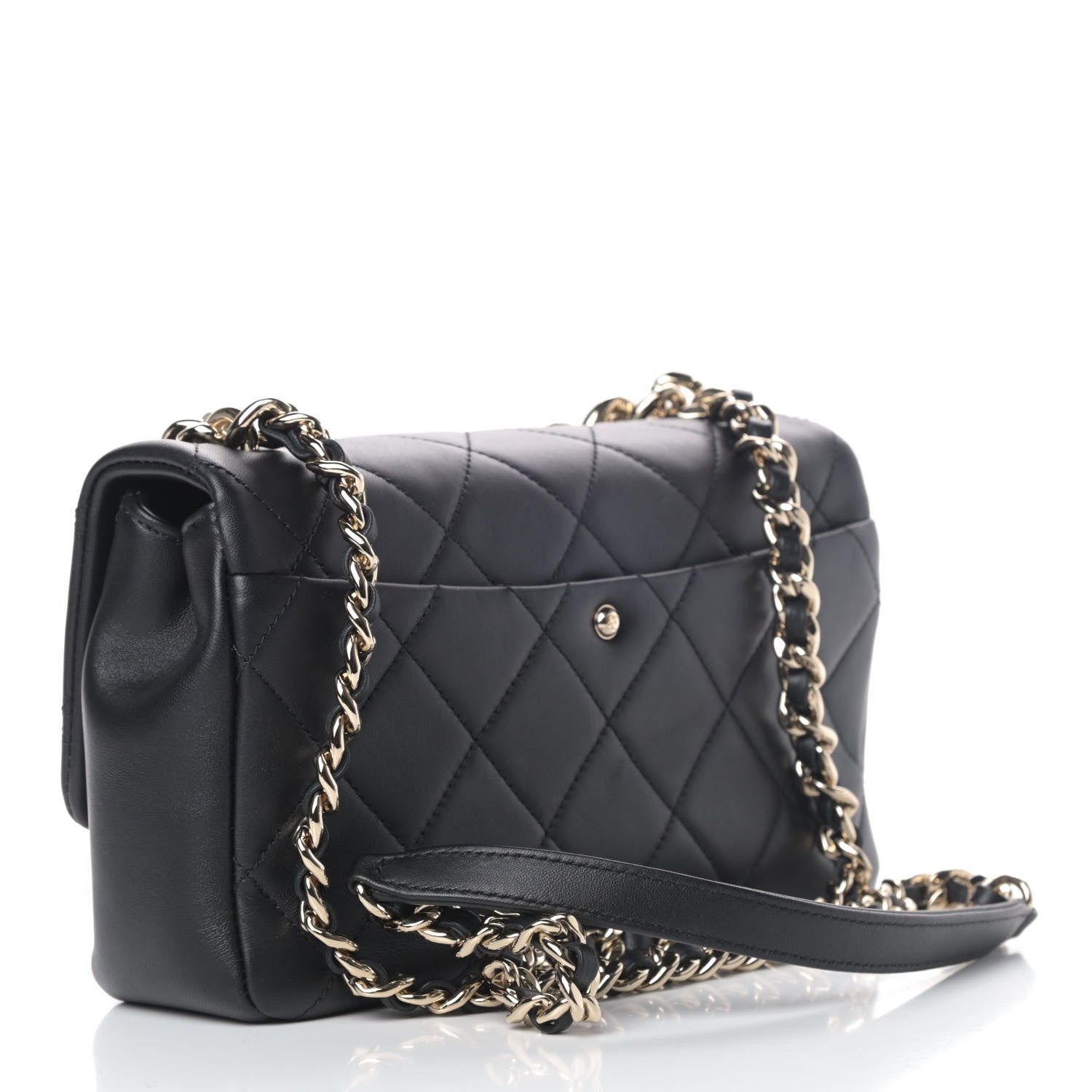 Chanel Lambskin Quilted Resin Bi-Color Chain Flap Bag Black 2 of 5