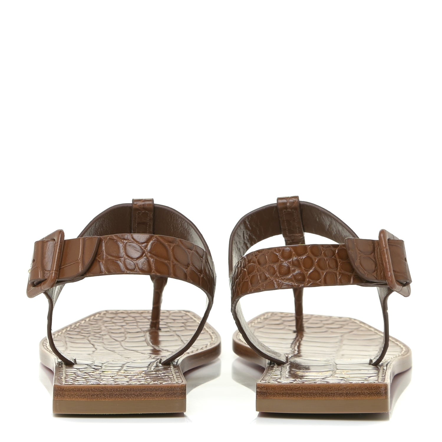 Christian Louboutin Calfskin Crocodile Embossed Cubongo Sandal Flats 37 Biscotto 4 of 12