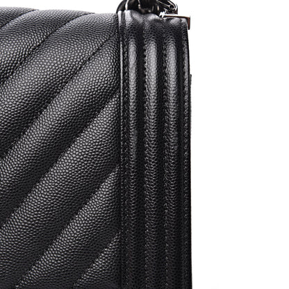 Chanel Caviar Chevron Quilted Medium Boy Flap Black 12 of 12