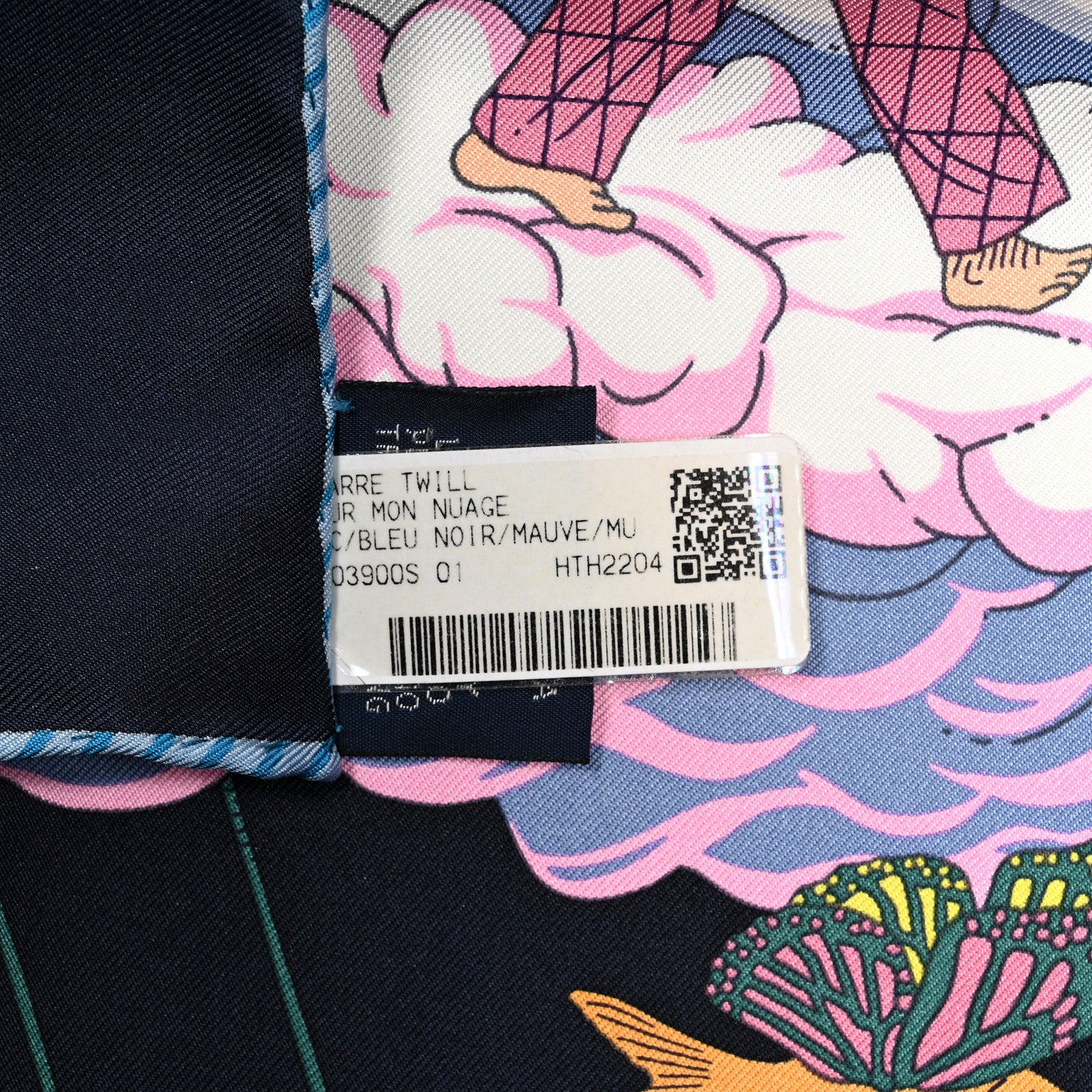 Hermes Silk Sur Mon Nuage Scarf 90 Bleu Black Mauve Multicolor 5 of 5