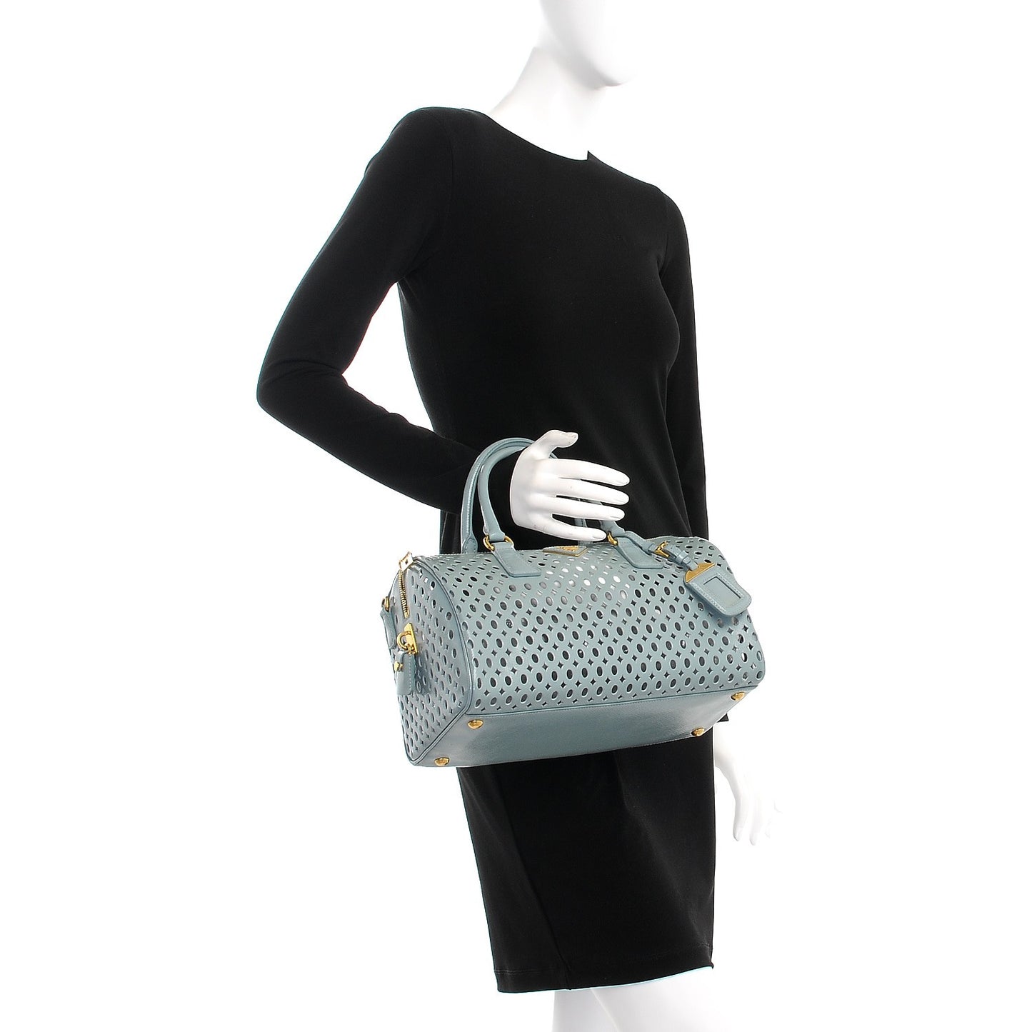 Saffiano Vernice Perforated Satchel Lago