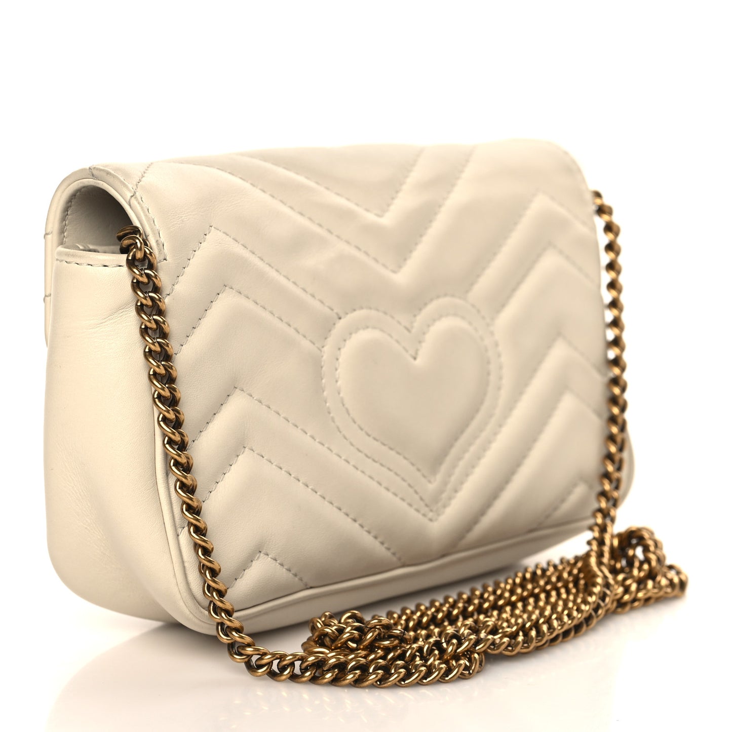 Calfskin Matelasse Super Mini GG Marmont Shoulder Bag White