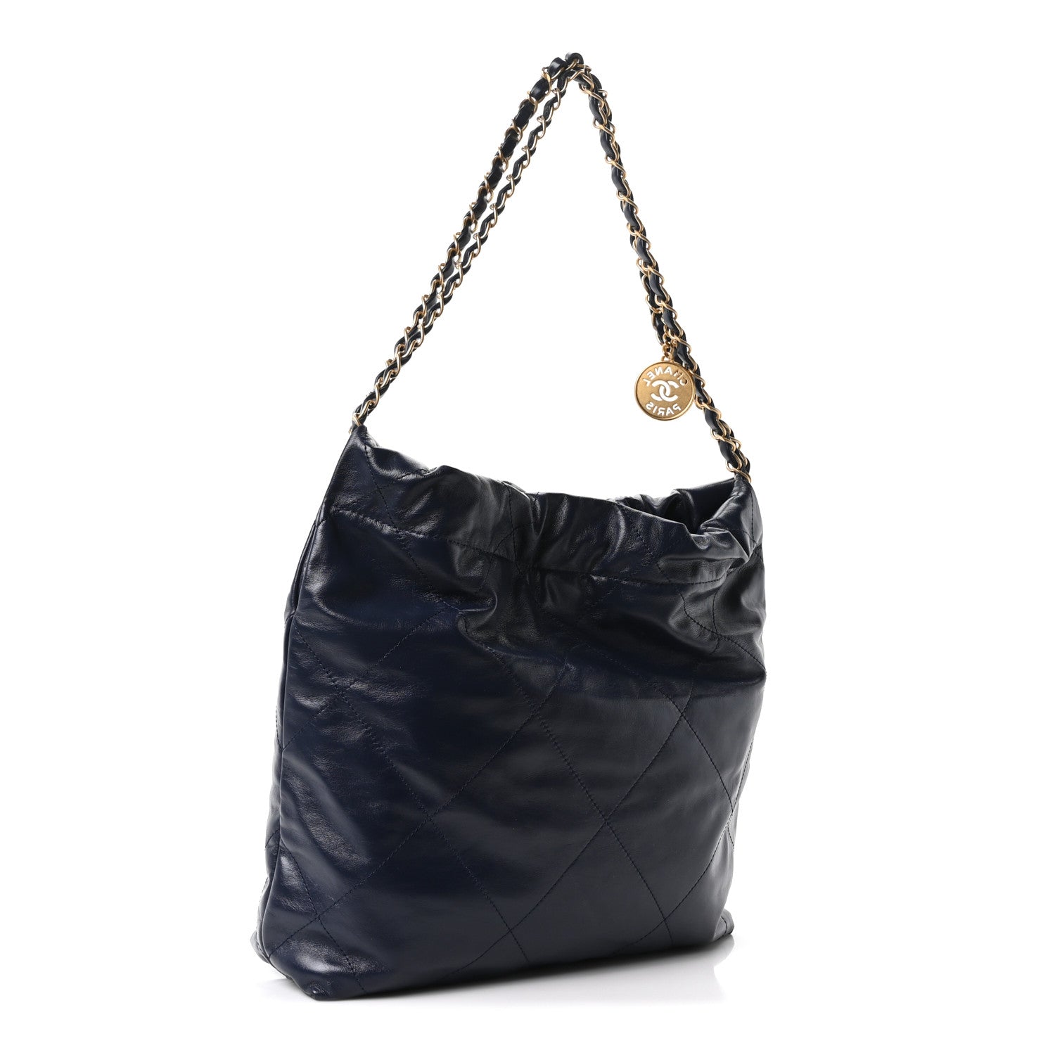 Chanel Shiny Calfskin Quilted Small Chanel 22 Navy 4 of 11