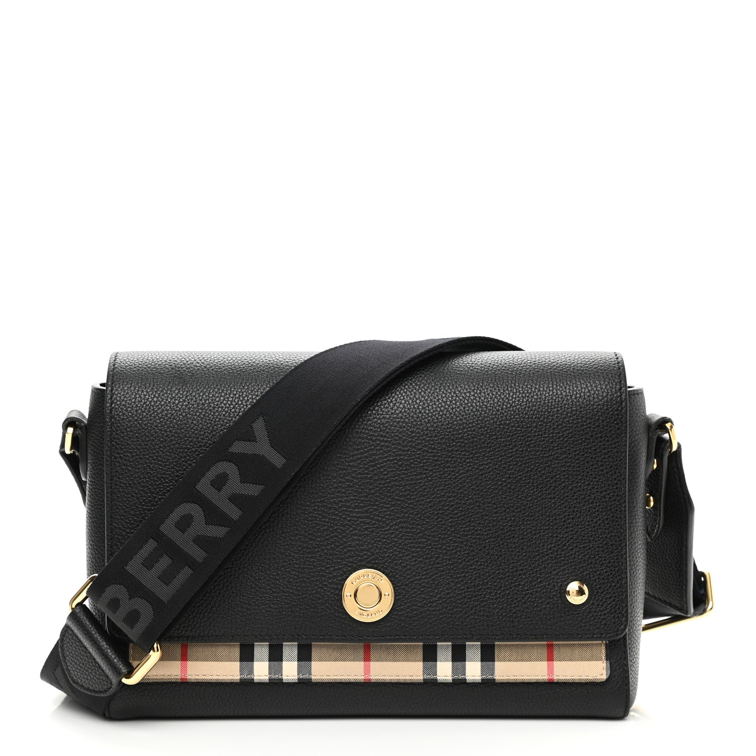 Burberry Grainy Calfskin Vintage Check Note Crossbody Bag Black 1 of 13