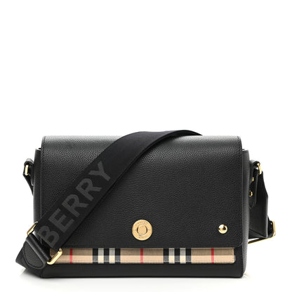 Burberry Grainy Calfskin Vintage Check Note Crossbody Bag Black 1 of 13