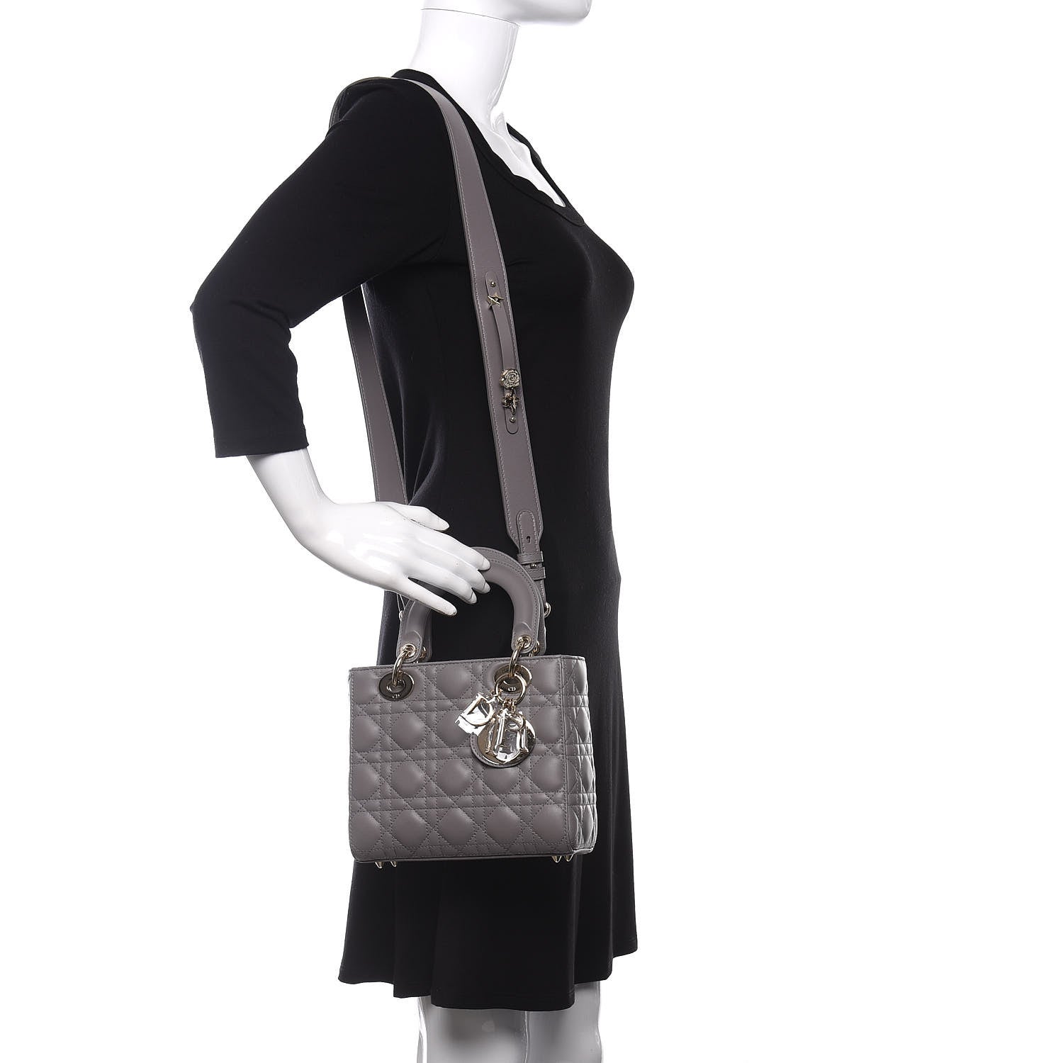 Christian Dior Lambskin Cannage Small My ABCDior Lady Dior Grey 2 of 11