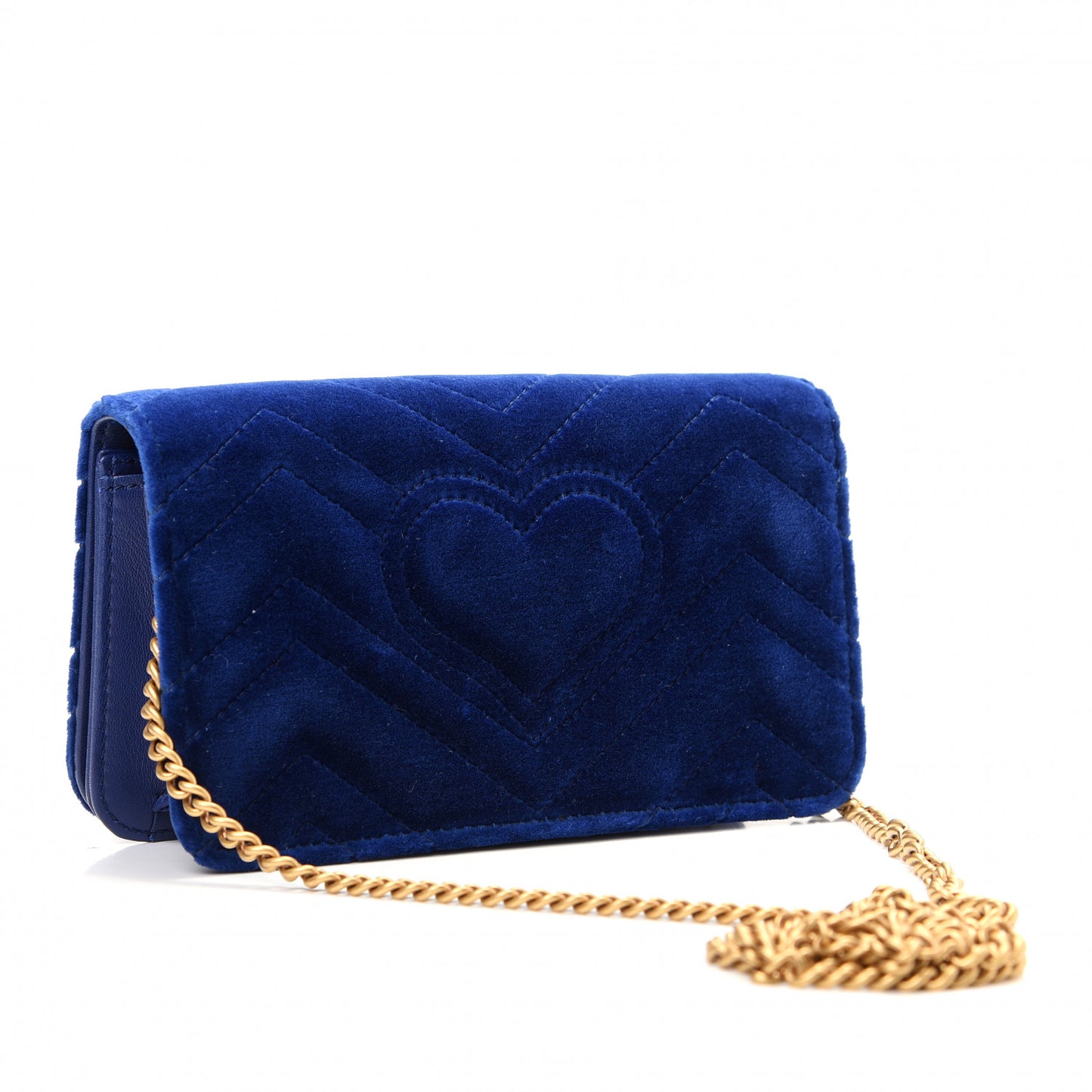 Velvet Matelasse GG Marmont Mini Bag Cobalt Blue