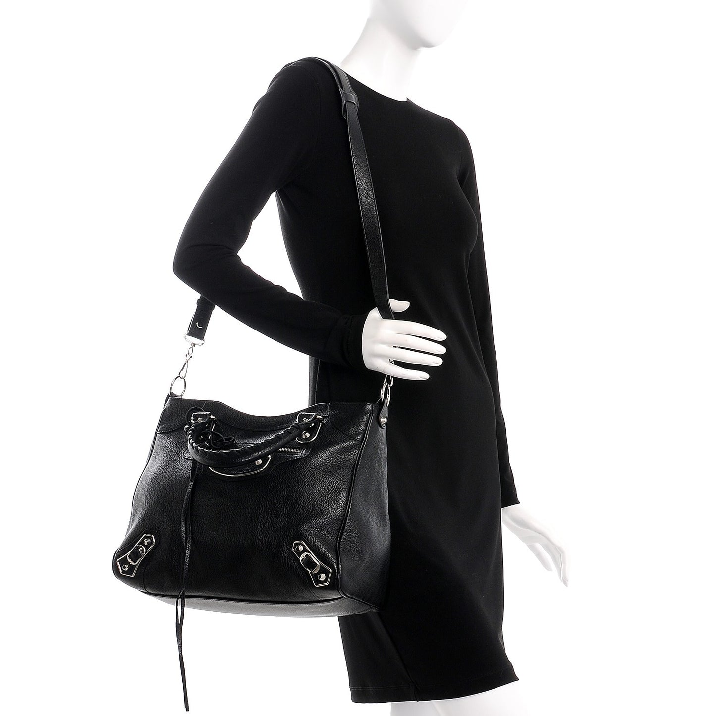 Chevre Silver Metallic Edge Hardware Velo Black