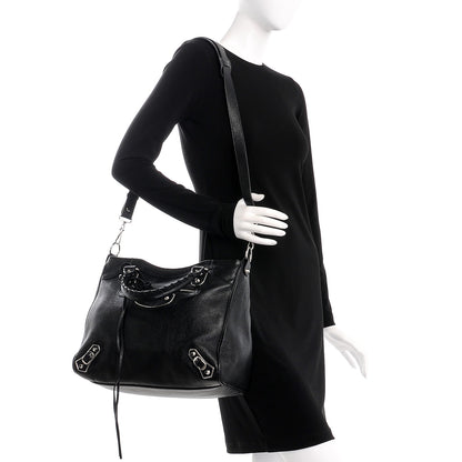 Balenciaga Chevre Silver Metallic Edge Hardware Velo Black 2 of 8