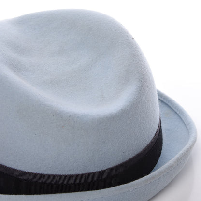 Chanel Rabbit Fur Felt CC Fedora Hat M Light Blue 8 of 11