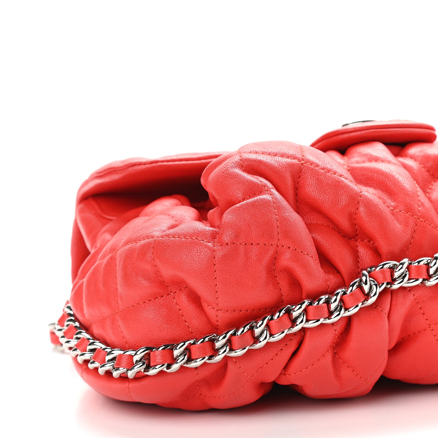 Chanel Washed Lambskin Medium Chain Around Messenger Red 7 of 10