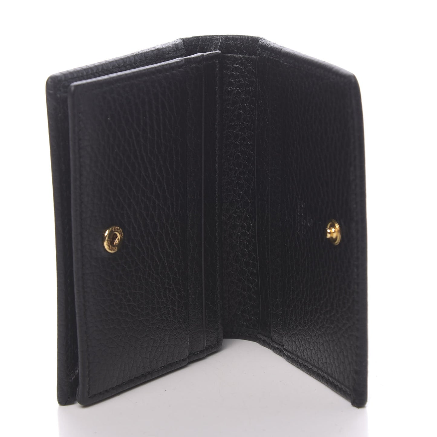 Pebbled Calfskin GG Marmont Card Case Black