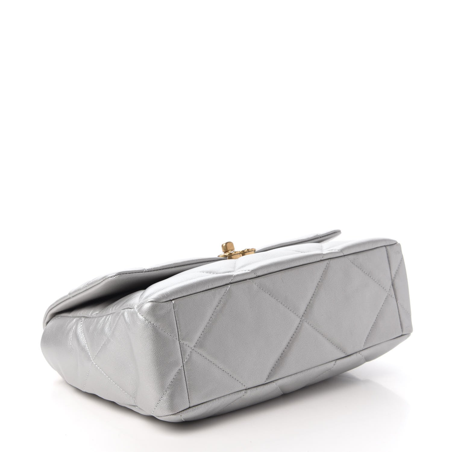 Chanel Metallic Goatskin Quilted Large Chanel 19 Flap Silver 4 of 10
