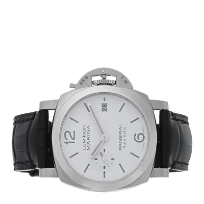 Panerai Stainless Steel Alligator 40mm Luminor Quaranta Automatic Watch White PAM01371 2 of 5