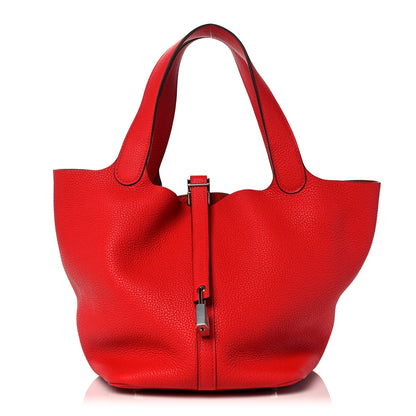 Hermes Taurillon Clemence Picotin Lock 22 MM Rouge De Coeur 1 of 9