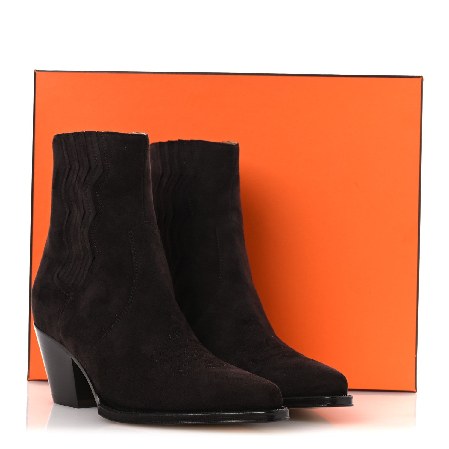 Hermes Suede Womens Vegas Ankle Boot 38.5 Marron Ebene 11 of 11
