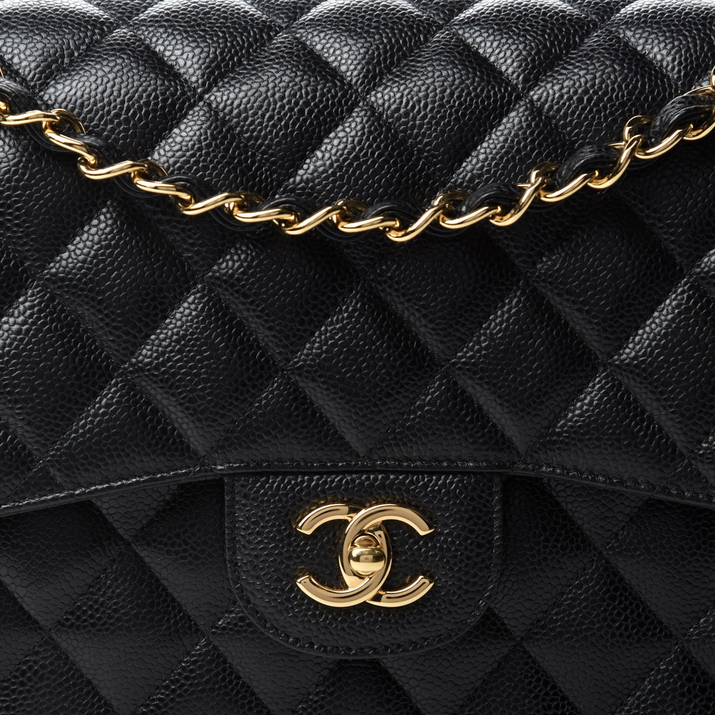 Caviar Quilted Jumbo Double Flap Black
