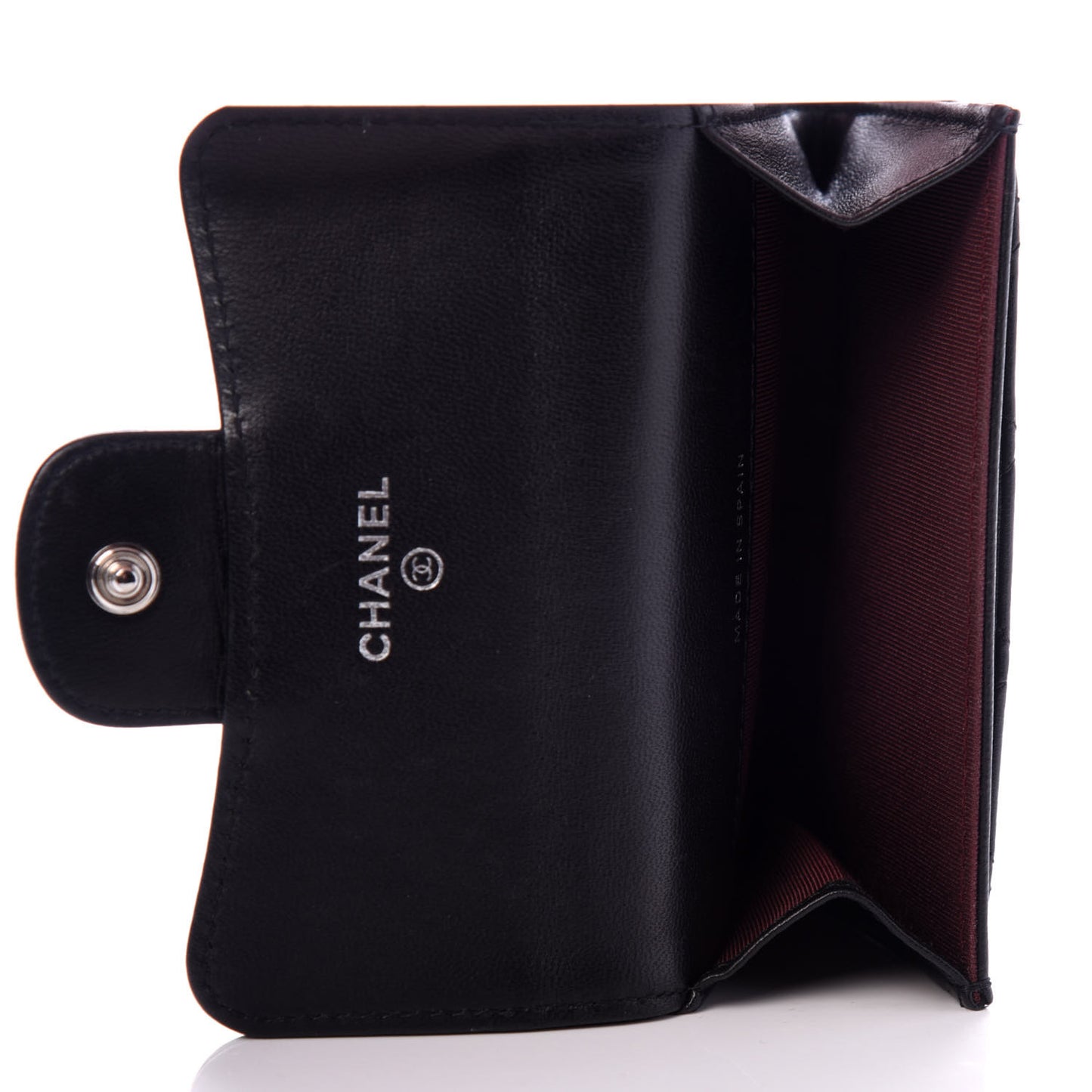 Lambskin Quilted Flap Card Holder Black