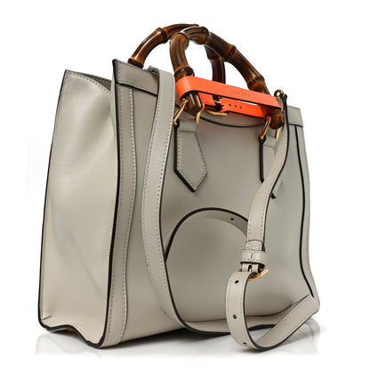 Gucci Wonka Grain Calfskin Small Diana Tote Bag Mystic White Orange Fluo 3 of 11