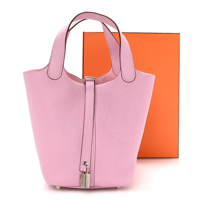 Hermes Taurillon Clemence Picotin Lock 18 PM Rose Sakura 13 of 13