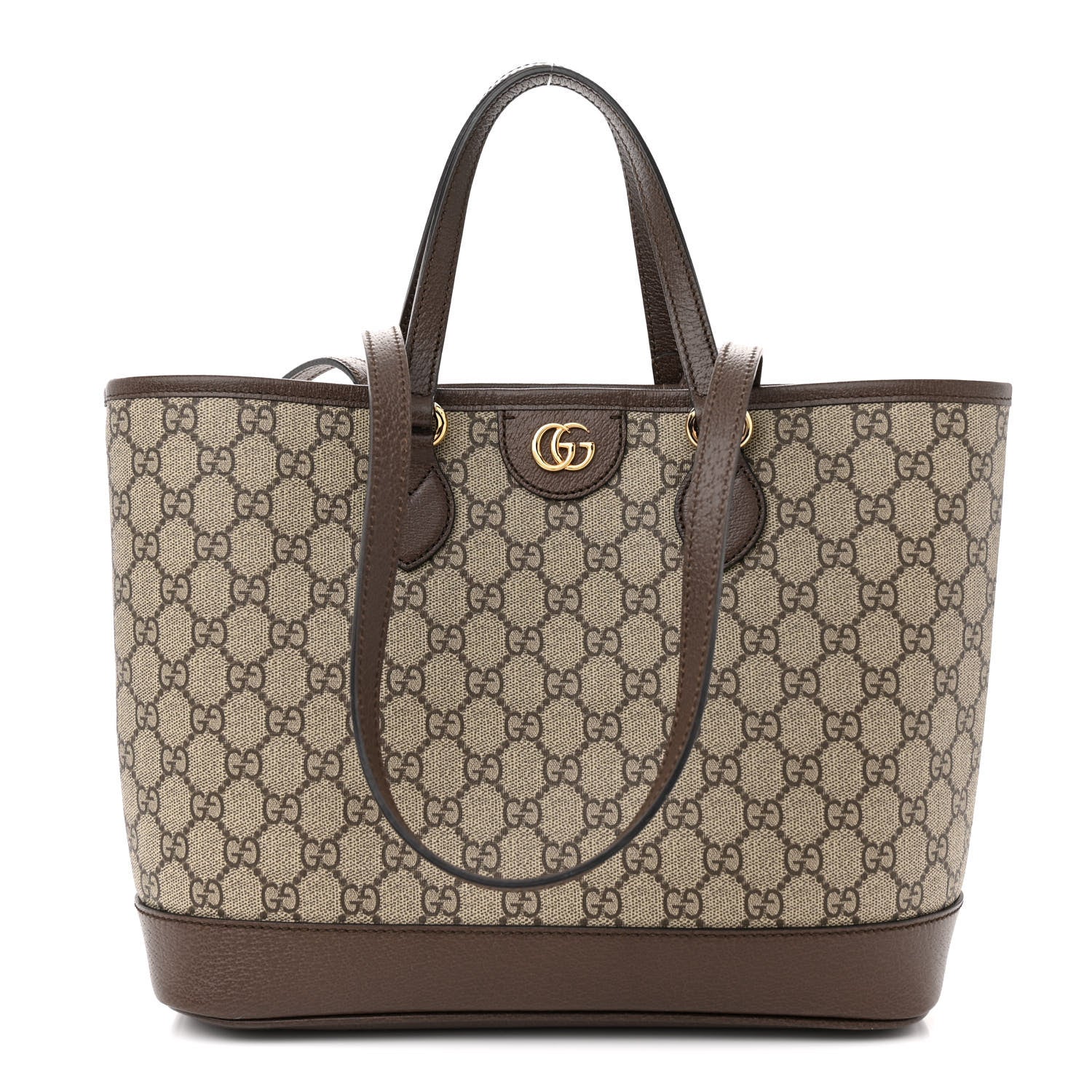 Gucci GG Supreme Monogram Textured Calfskin Small Ophidia Shoulder Tote Bag Beige Ebony New Acero 1 of 12