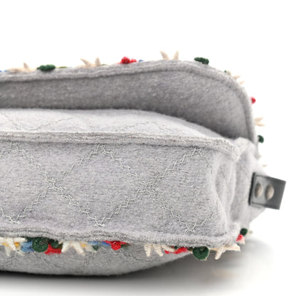 Chanel Felt Embroidered Small Crest Austrian Satchel Light Grey 15 of 15