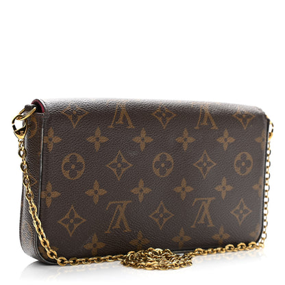 Louis Vuitton Monogram Pochette Felicie Chain Wallet Fuchsia 4 of 14
