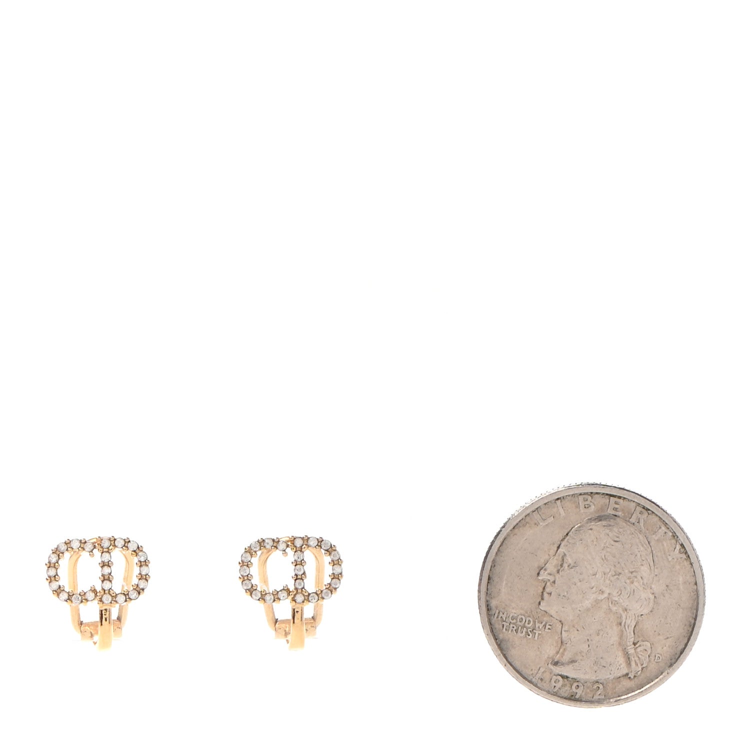 Christian Dior Crystal Clair D Lune Clip On Earrings Gold 2 of 5