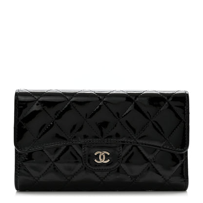 Chanel Patent Quilted Large Flap Wallet Black 1 of 11