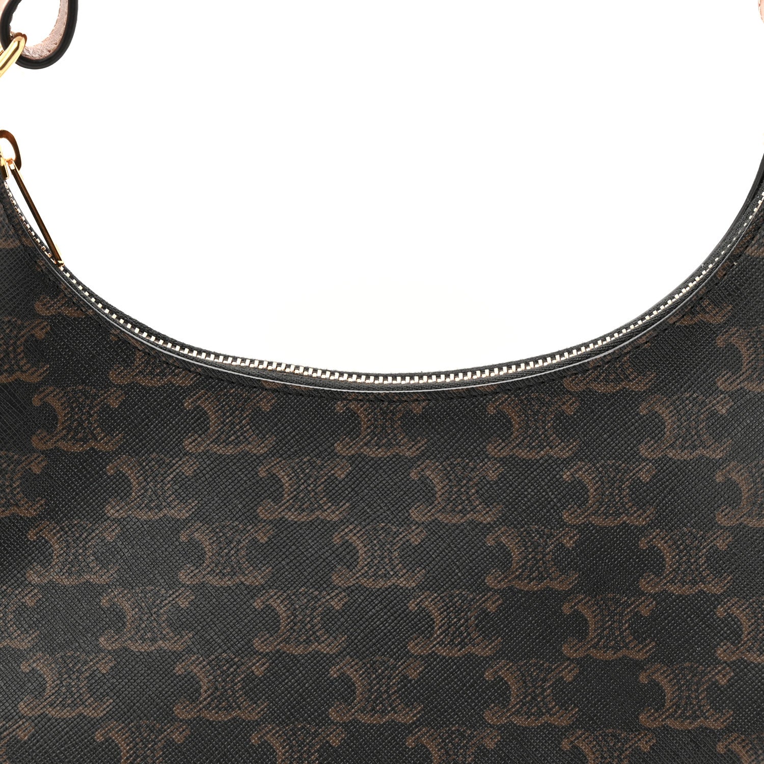 Celine Triomphe Canvas Calfskin Ava Shoulder Bag Tan 7 of 9