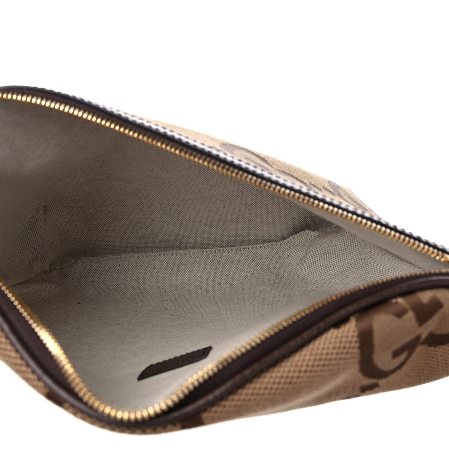 Monogram Jumbo GG Textured Dollar Calfskin Web Belt Bag Camel Ebony New Acero