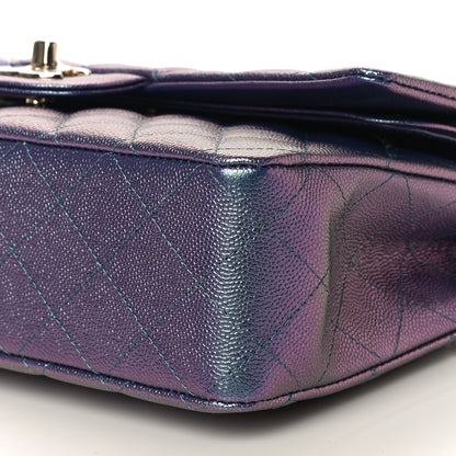 Chanel Iridescent Caviar Quilted Medium Double Flap Dark Blue 9 of 10