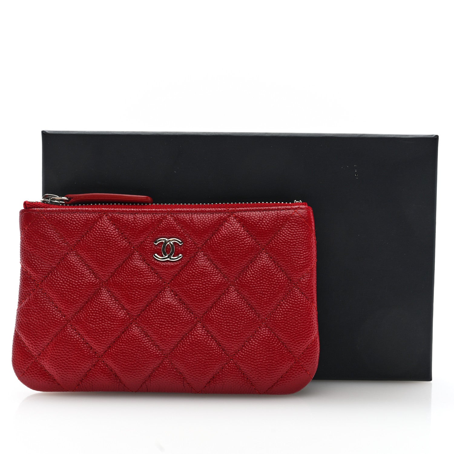 Chanel Caviar Quilted Small Cosmetic Case Red 8 of 8