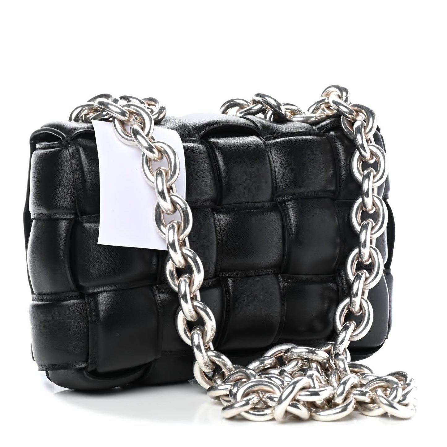 Lambskin Maxi Intreccio Padded Chain Cassette Crossbody Bag Black