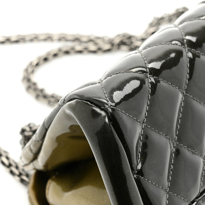 Chanel Metallic Patent Quilted Medium Just Mademoiselle Bowling Bag Green Degrade 11 of 13