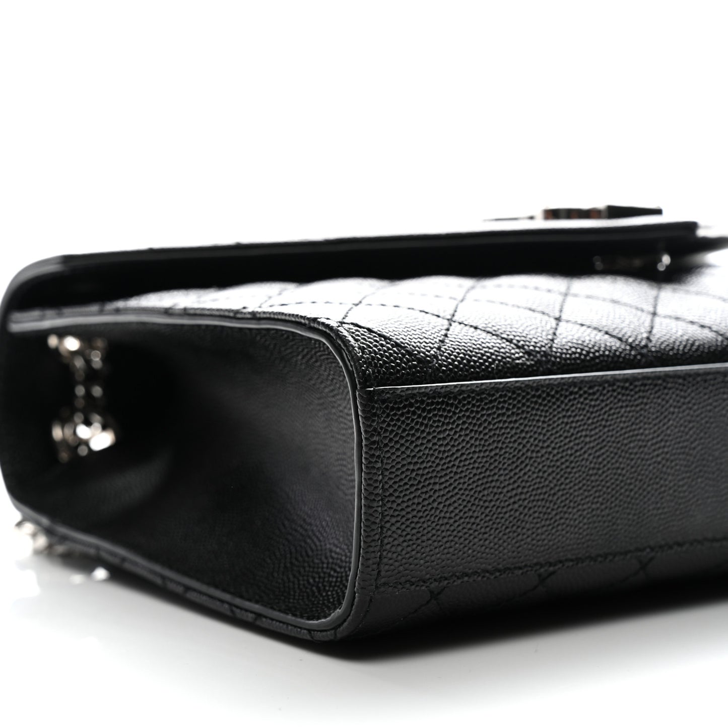 Grain De Poudre Textured Mixed Matelasse Triquilt Medium Monogram Satchel Black