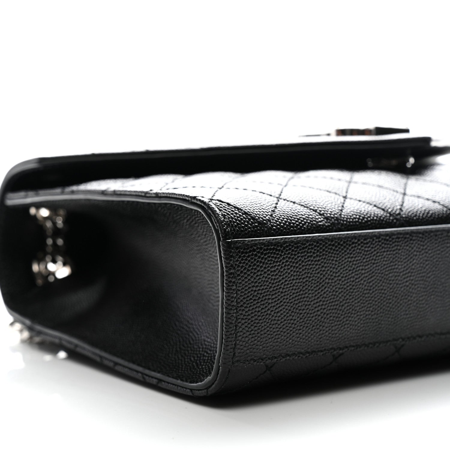 Saint Laurent Grain De Poudre Textured Mixed Matelasse Triquilt Medium Monogram Satchel Black 10 of 11