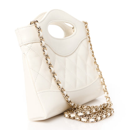 Chanel Shiny Lambskin Quilted Nano 31 Shopping Bag White 3 of 11