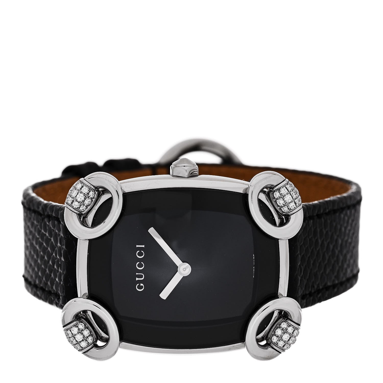 Gucci Stainless Steel Lizard Diamond 28mm Horsebit Quartz Watch Black 2 of 4