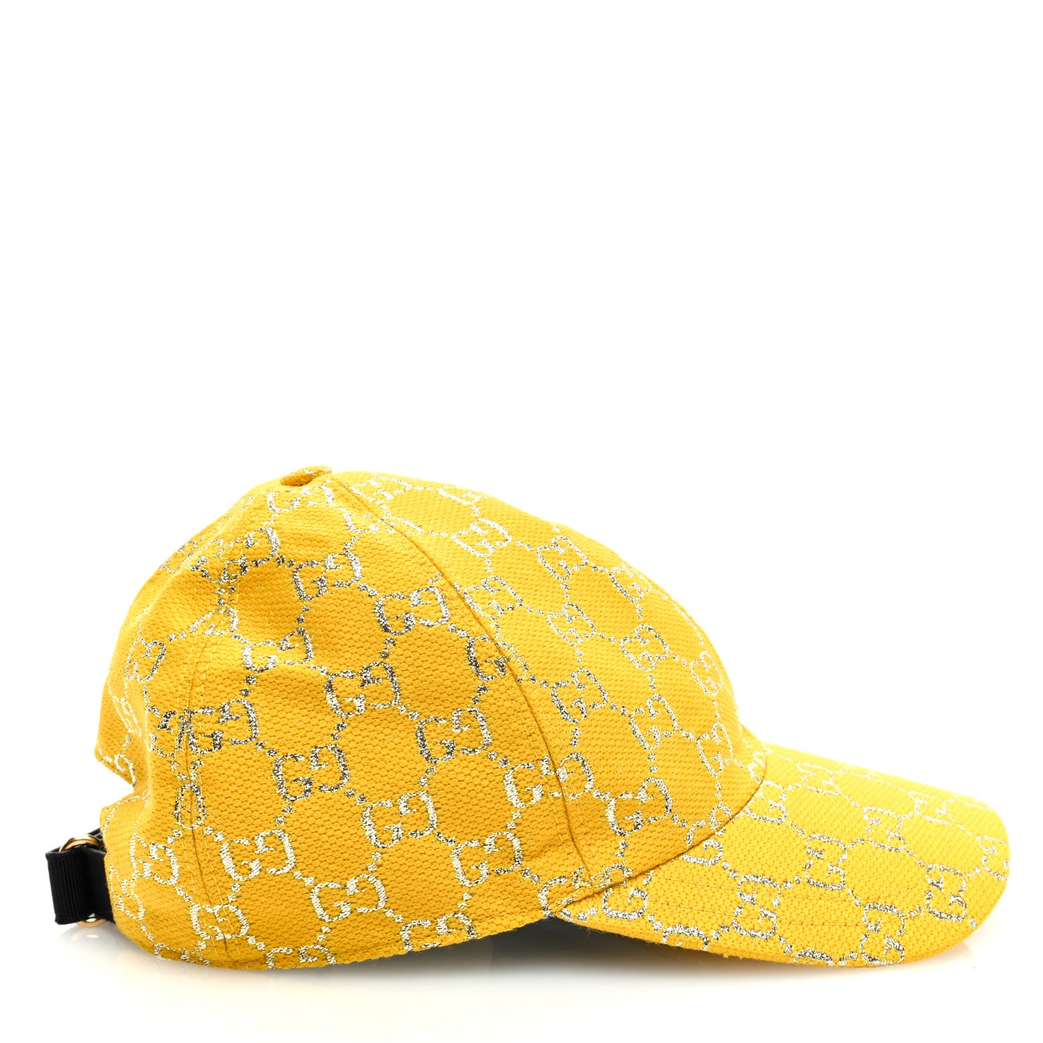 Gucci Canvas Lame GG Monogram Rush Baseball Hat M Yellow Silver 6 of 8