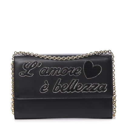 Dolce & Gabbana Vitello L'Amore Bellezza Chain Wallet Black 1 of 14
