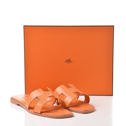 Hermes Patent Oran Sandals 40 Orange Melon 8 of 8