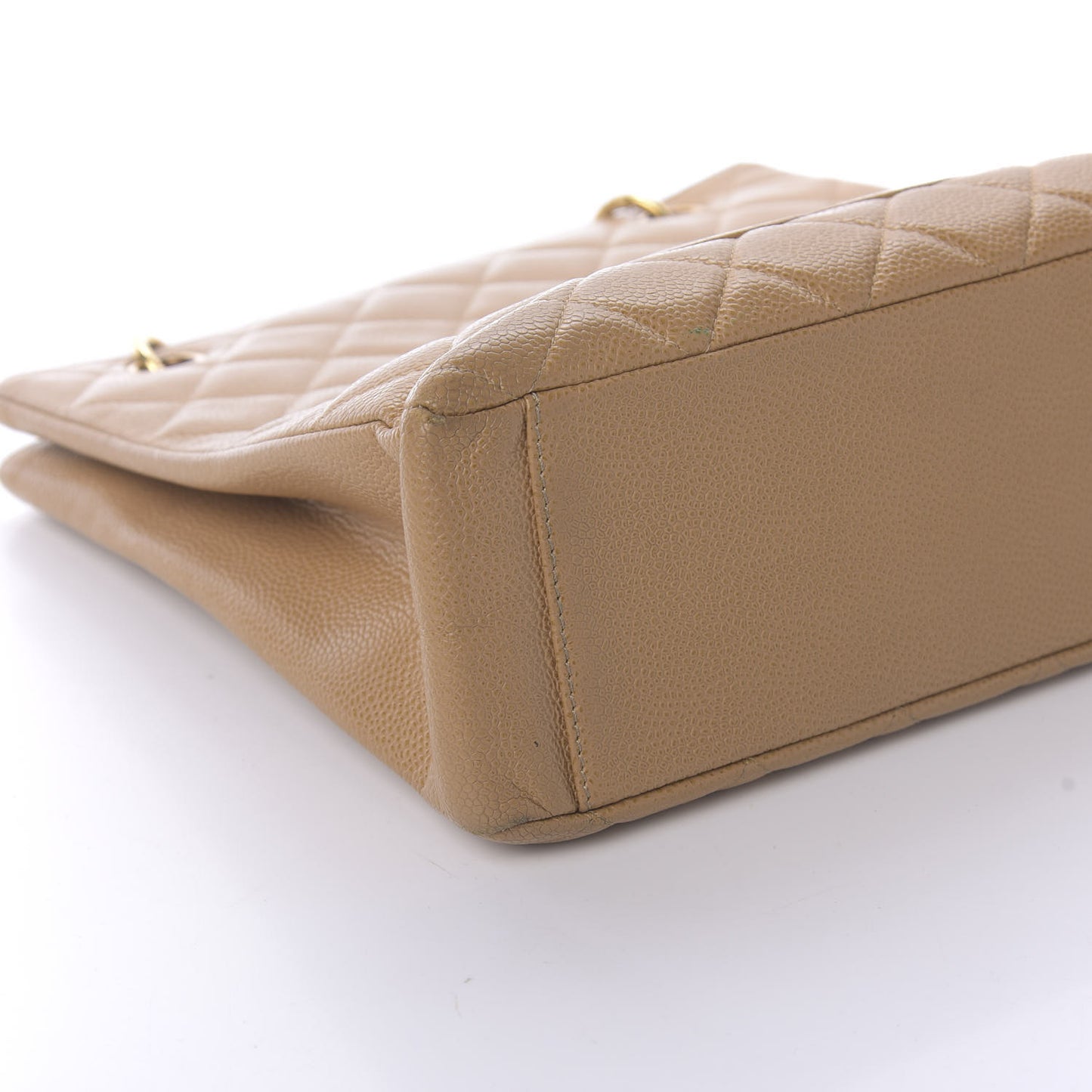 Caviar Quilted Petit Shopping Tote PST Dark Beige
