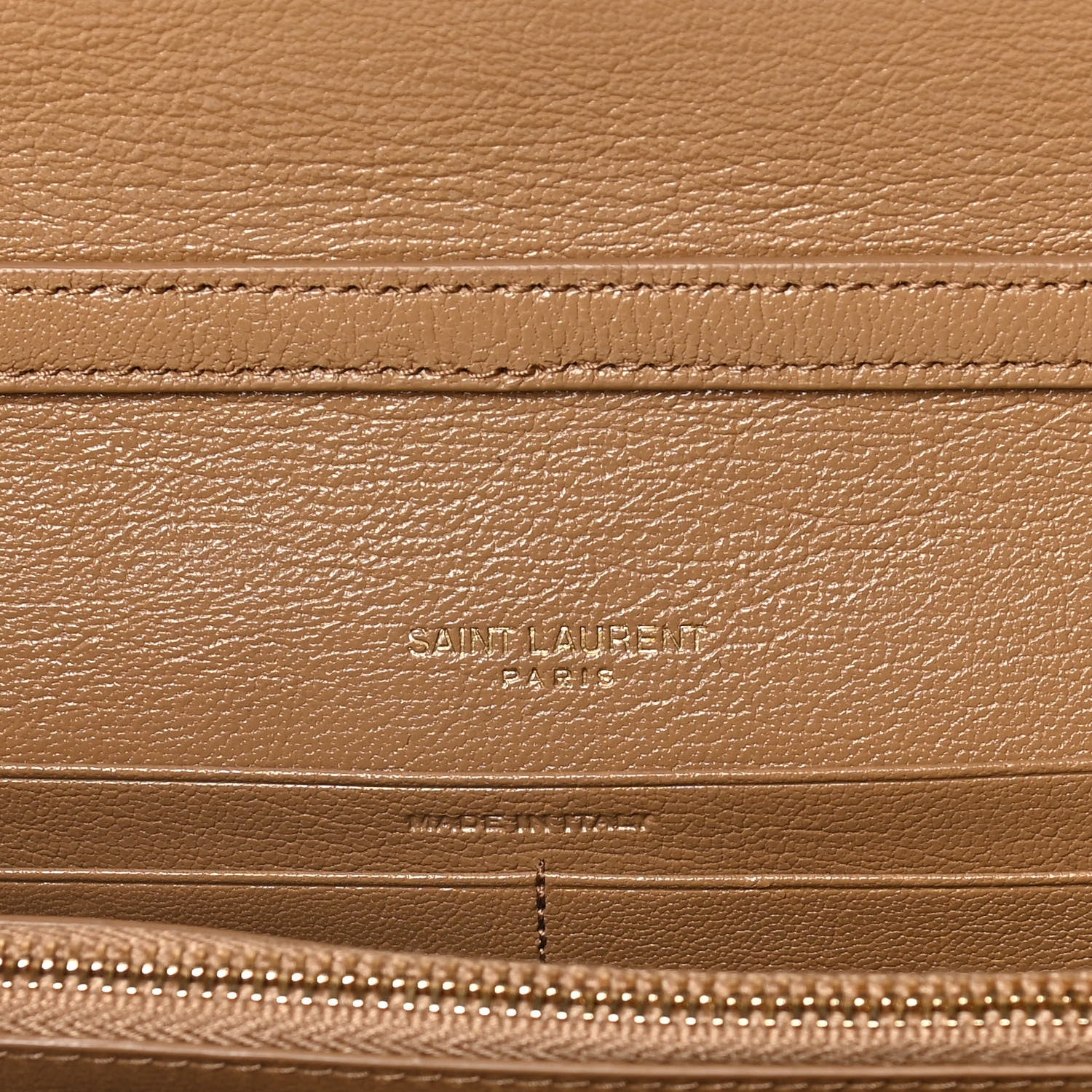 Saint Laurent Lambskin Diamond Quilted Becky Chain Wallet Gold Sand 6 of 14