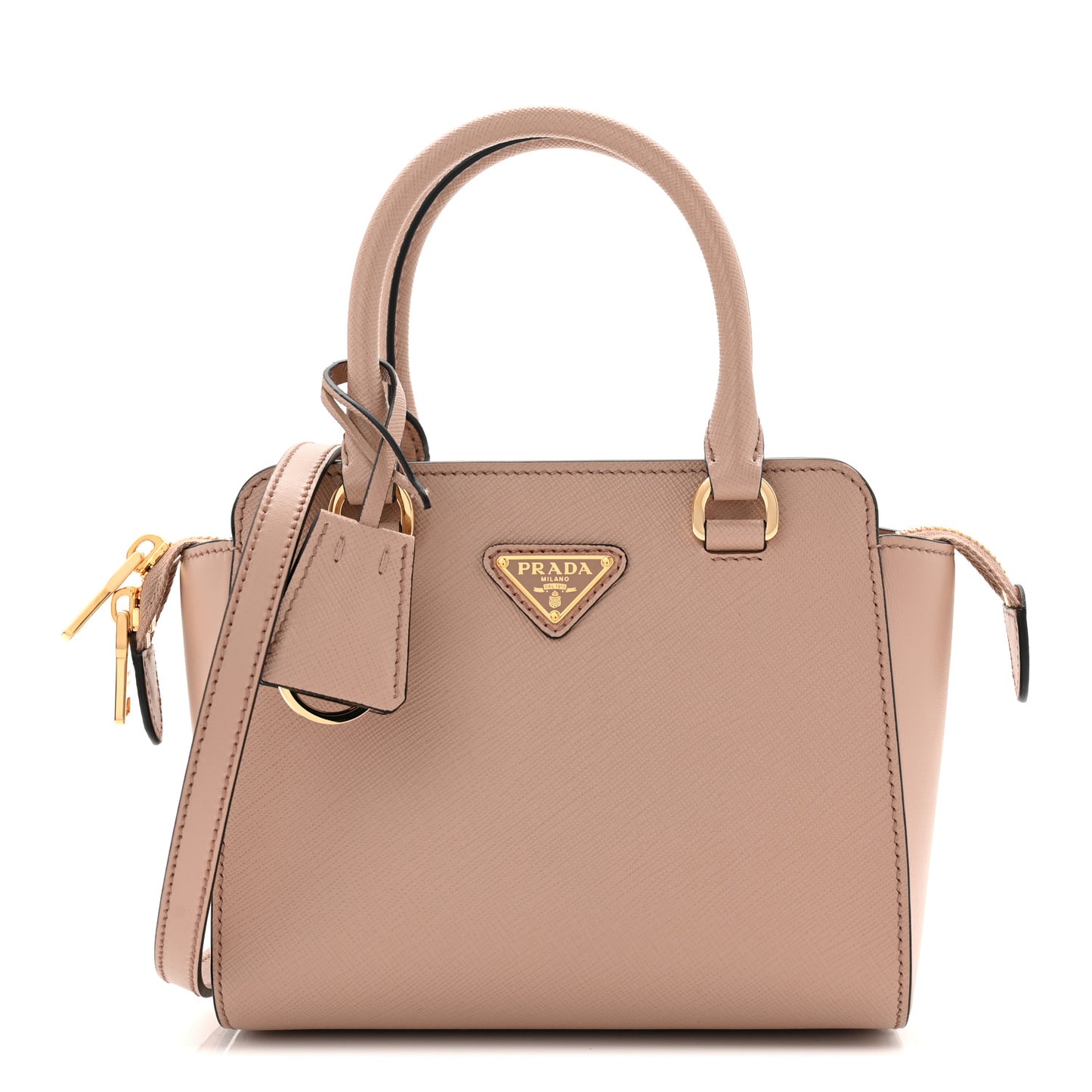 Saffiano Soft Calfskin Mini Zippered Tote Cipria